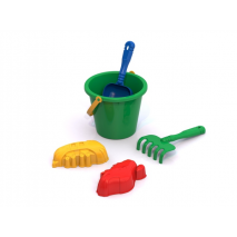 Набор для песочницы №4 (5 предметов: ведерко, лопатка, грабельки, 2 формочки)
