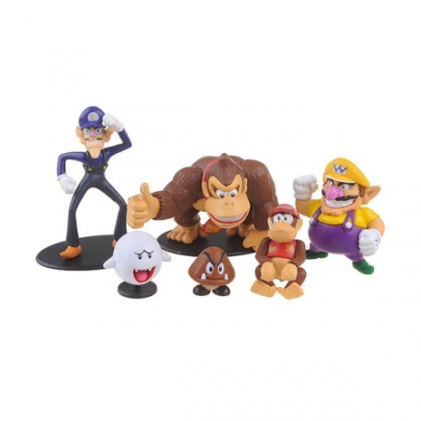 Набор фигурок Mario Series 4: Waluigi, Donkey Kong, Wario, Boo Ghost, Gumbo и маленький Donkey 6 в 1 (7 см)