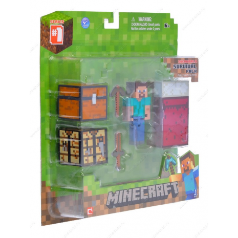 Фигурка Стив (8 см) с аксессуарами Майнкрафт, набор для выживания, Minecraft Player Survival Pack